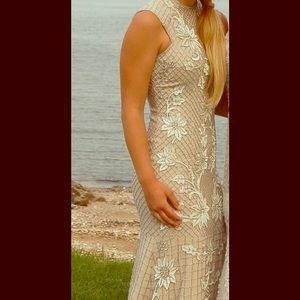 Floral Mesh Sequin Gown