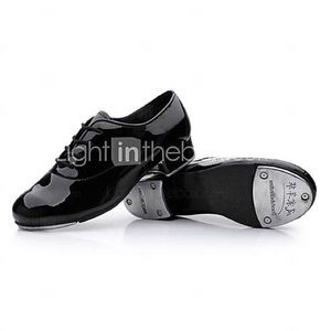 Men's Dance Shoes Tap Satin Chunky Heel Black
