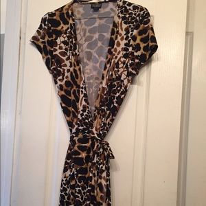 Animal print wrap dress