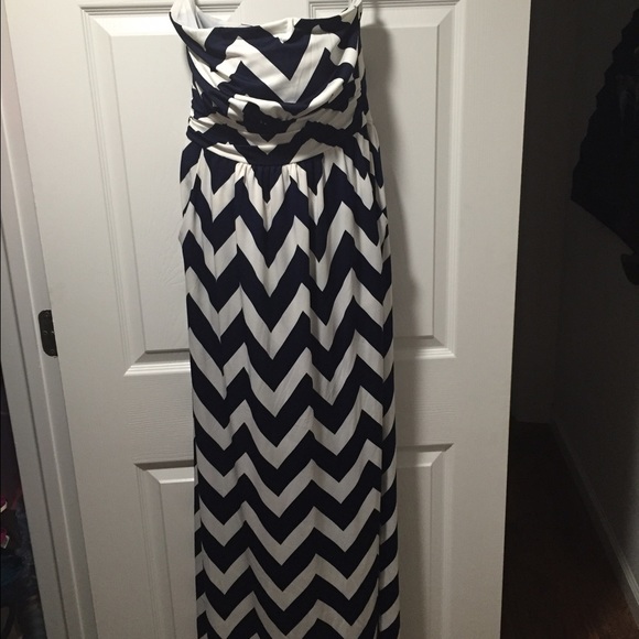 Navy and white Chevron dress