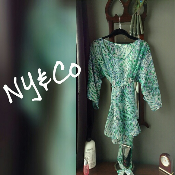 NewYork&Company chiffon multi color leopard blouse