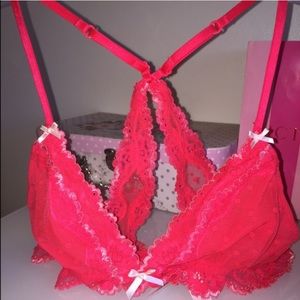 VS red polka dot Racerback bra