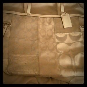 Coach silver/white patchwork purse