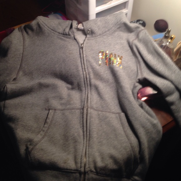 A love pink grey hoodie