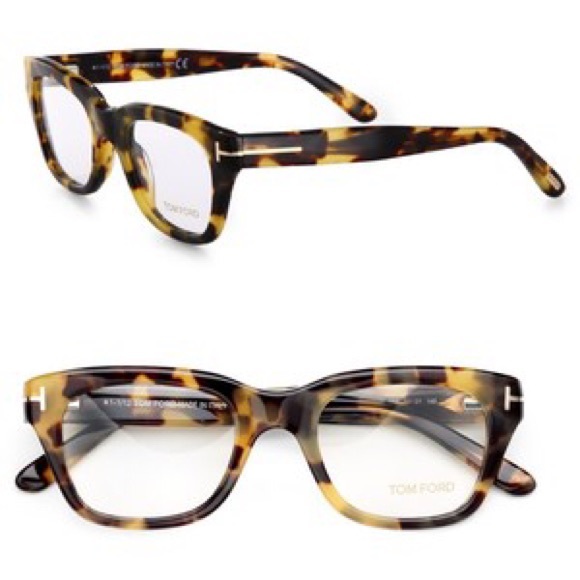 Tom Ford Havana plastic wayfarer eyeglasses