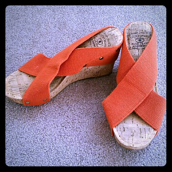 Lucky Brand Orange Cork Wedges
