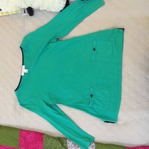 Forever 21 3/4 Sleeve boatneck green top!