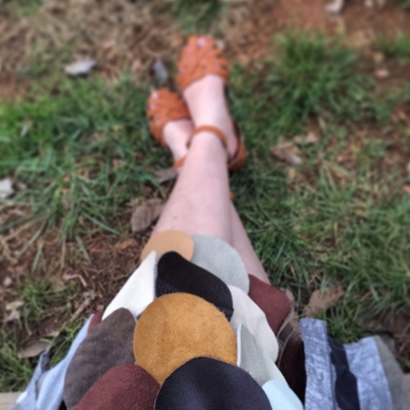 Laneeblu Leather Circle Patchwork Skirt - image 2