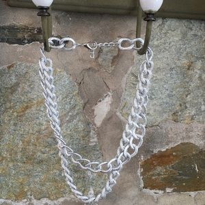 T&J Designs Jewelry - T&J silver texture double chain statement necklace T&J Designs Jewelry - T&J silver texture double chain statement necklace