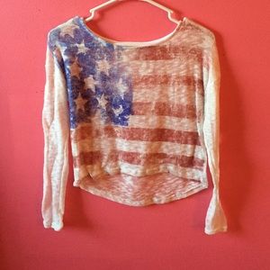 Patriotic Long Sleeve Crop Top
