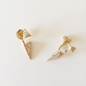 Gold plated sterling silver 925 diamond earring