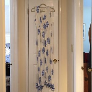 Blue and white floral maxi dress
