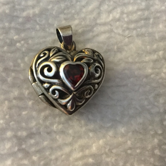 Garnet/Sterling Silver Small Heart Pendant