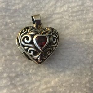 Garnet/Sterling Silver Small Heart Pendant