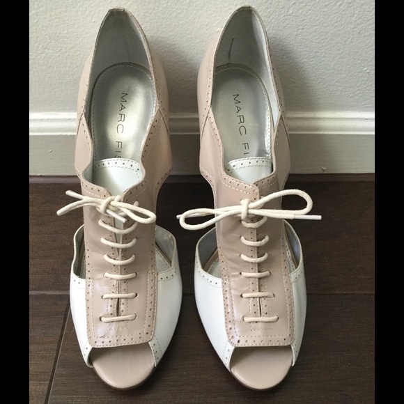 Marc Fisher Shoes - Marc Fisher Two-toned lace-up open toe pumps