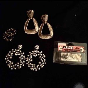 3 pretty clip on earrings w/ clip on earring backs