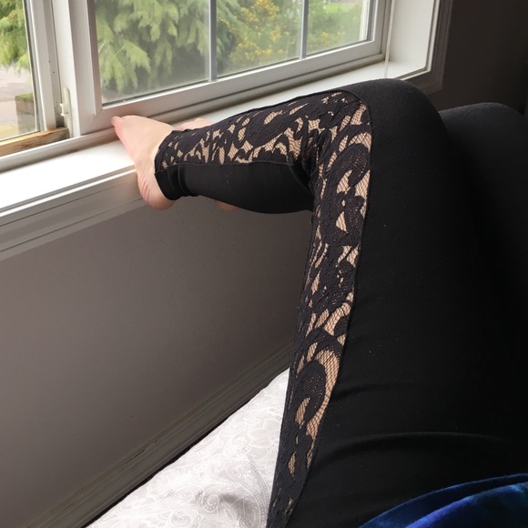 F21 lace panel leggings