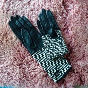 Anthropologie knit leather gloves