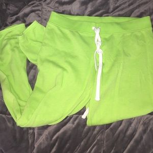 PINK sweatpants. Neon green