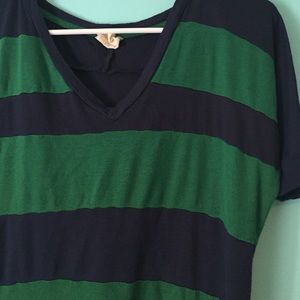 Green and blue striped tee