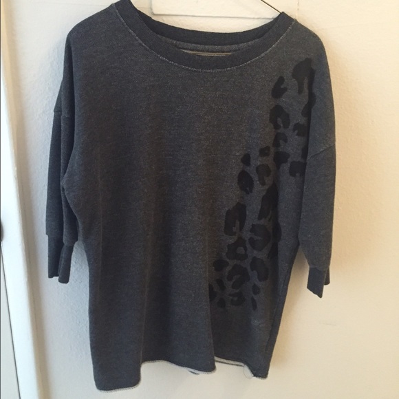 Forever 21 3/4 sleeve tunic with leopard print