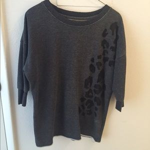 Forever 21 3/4 sleeve tunic with leopard print