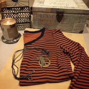 Orange and Black Striped Long-Sleeve