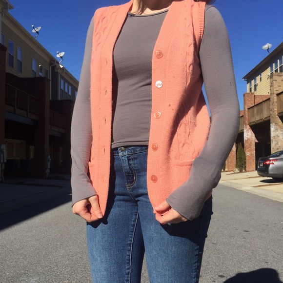 Coral Cardigan/ Vintage Vest - Picture 1 of 3