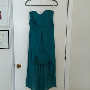 David's Bridal Teal Bridesmaid Dress