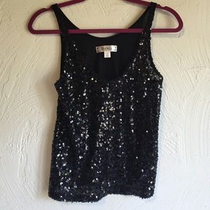 Black sequence tank top.