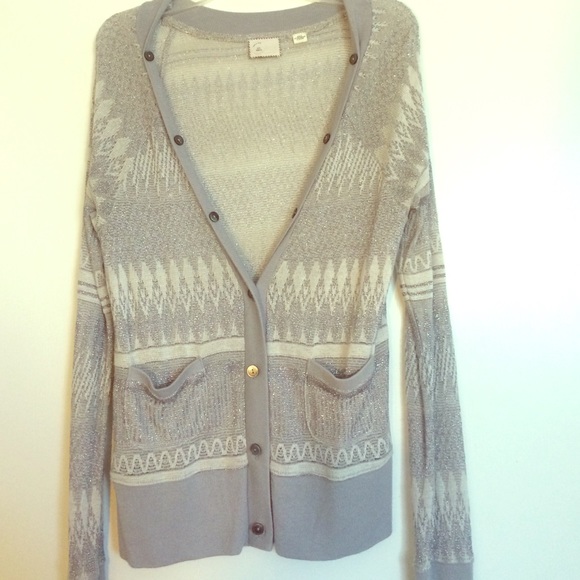Geometric gray button down cardigan - Picture 1 of 2