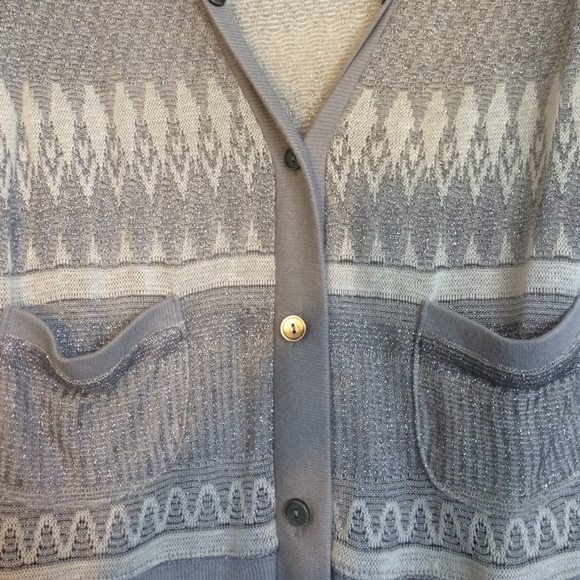 Geometric gray button down cardigan - Picture 2 of 2