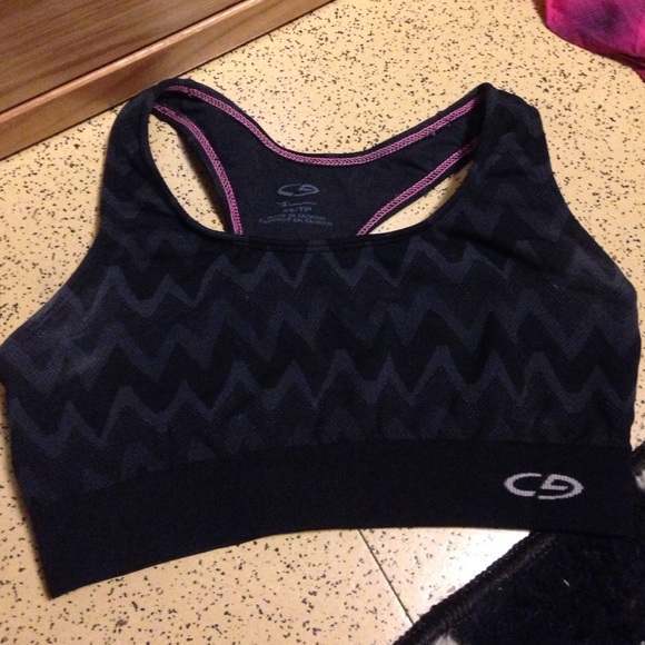 Grey and black chevron sports bra