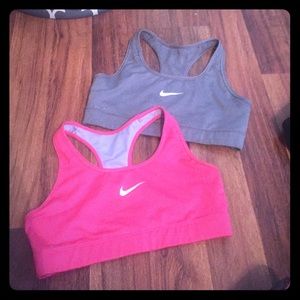 Grey and pink nike sports bras!
