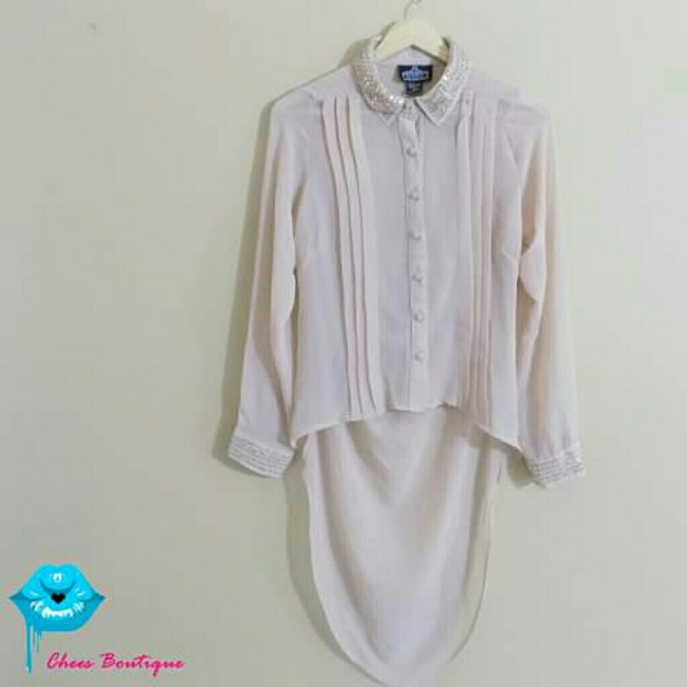 Beautiful Sheer Top with Sequence Trim