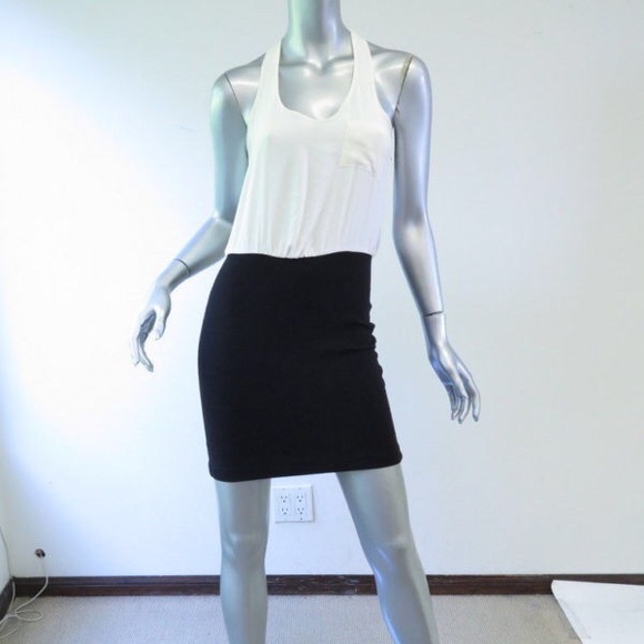 Parker Black & White Racerback Dress with Zipper