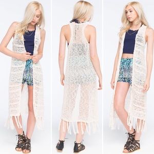 NWT Boho Fringe Maxi Vest