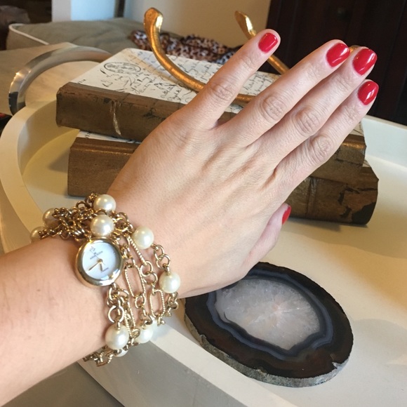 Anne Klein Mother of Pearl Bracelet Diamond Watch