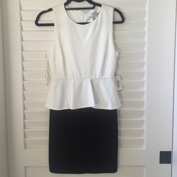 White and Black peplum dress
