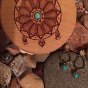 Silver Flower & Turquoise Delicate Earrings