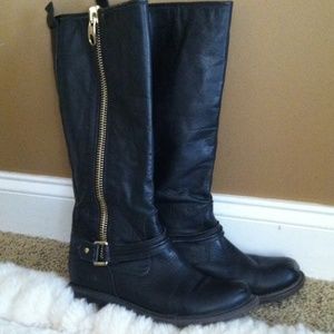 Just below the knee leather boots