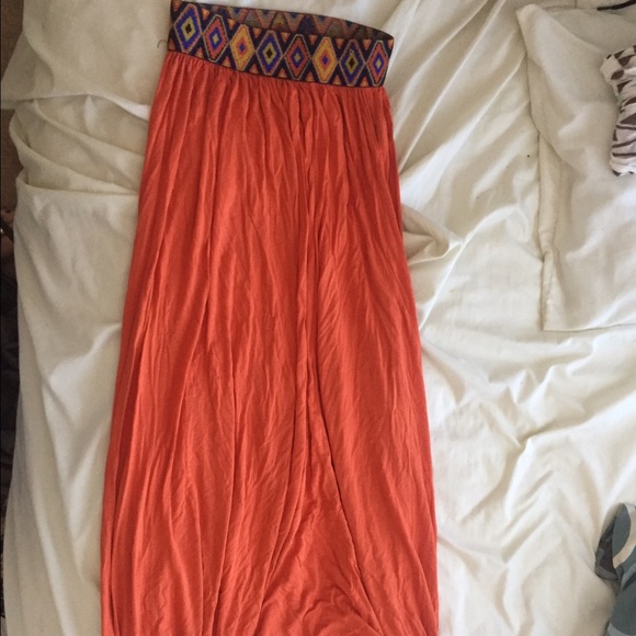 Orange maxi skirt