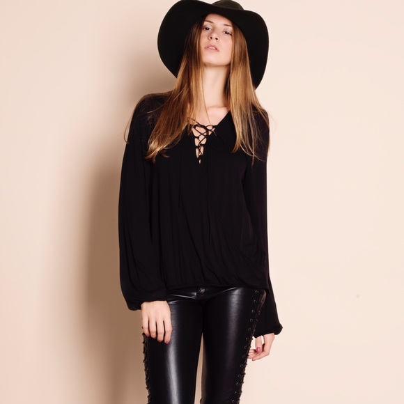 1DAYSALE "After A Rainstorm" Lace Up Top - Picture 4 of 4