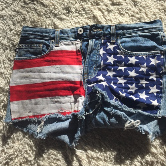 American flag high waisted shorts