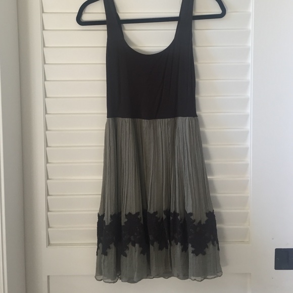 Olive and Black lace Empire dress
