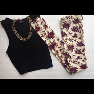 Forever 21 Cream Patterned Leggings