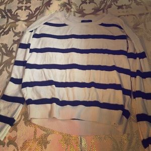 Navy and White Striped Sweatshirt