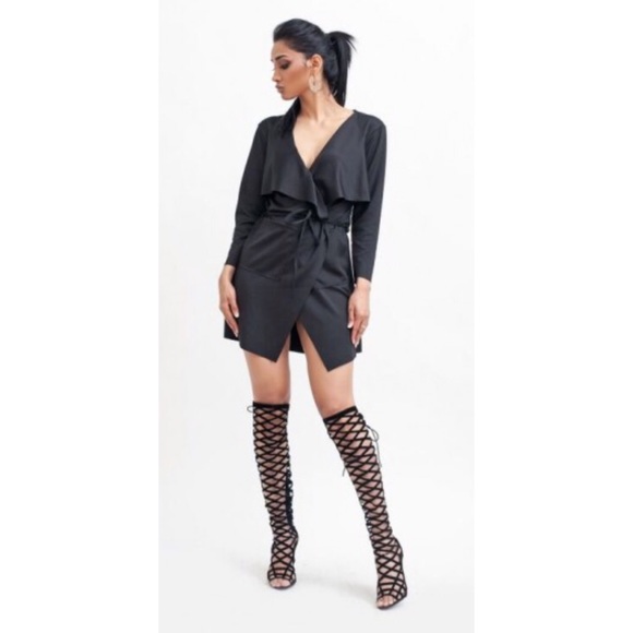 Black belted waterfall jacket