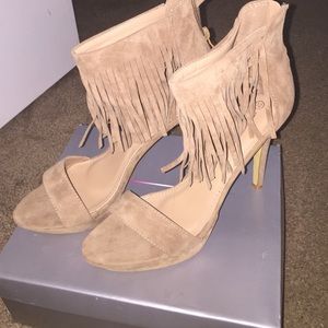 Nude Fringe Heels