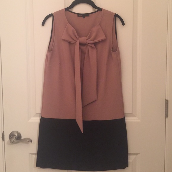 Maje Camel Black Colorblock Bow Dress 2 M